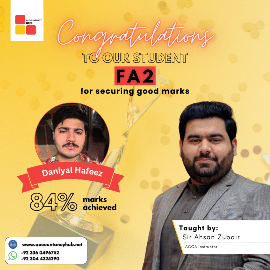 ACCA result - Daniyal Hafeez FA2 84